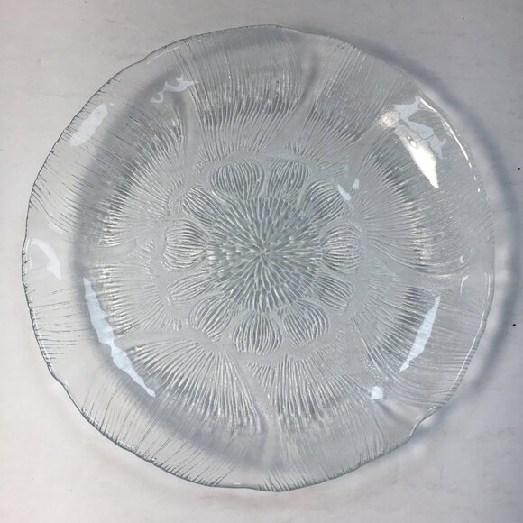 Arcoroc Fleur Canterbury Crocus Set 5 Glass Dessert Plates Textured Floral - Picture 2 of 5